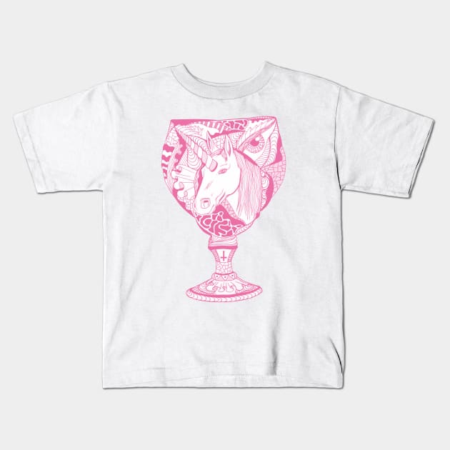 Pink  Unicorn Goblet Kids T-Shirt by kenallouis